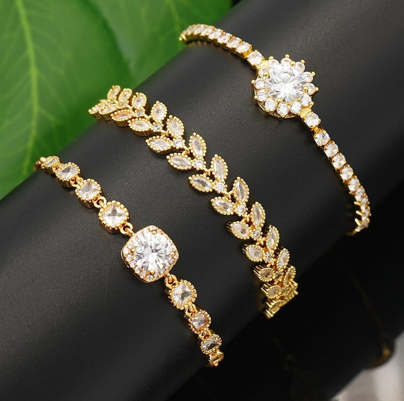 Wovanoo Tennis Bracelet for Women Cubic Zirconia Bracelets Adjustable Slider Bracelets - Image 5